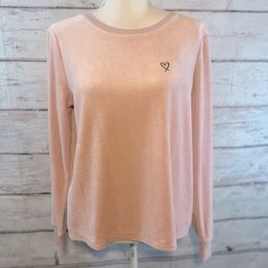 VICTORIA'S SECRET Sweatshirt Velour Foldover Back Embroidered Heart-Medium